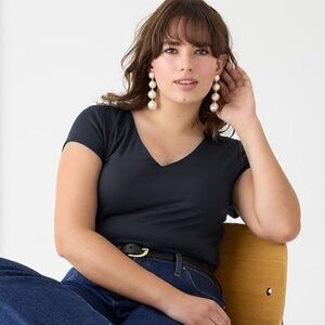 NWT J.Crew Black V neck Formknit Layering Top Size M